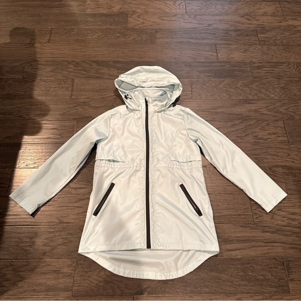 Mint Lightweight Hooded Rain Jacket with Zipper Pockets size small